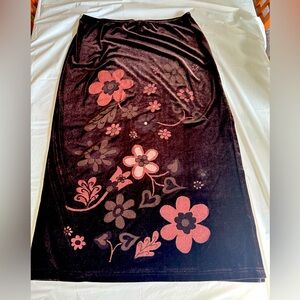Express Brown Velour Floral Skirt